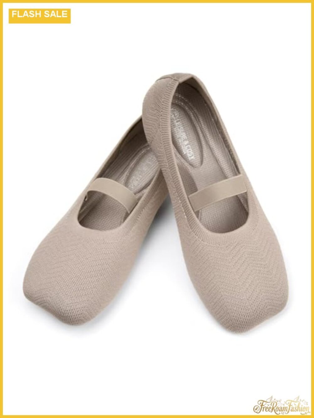 Wide Toe Box Mary Jane Ballet Flats Knit Rubber Sole Arch Support